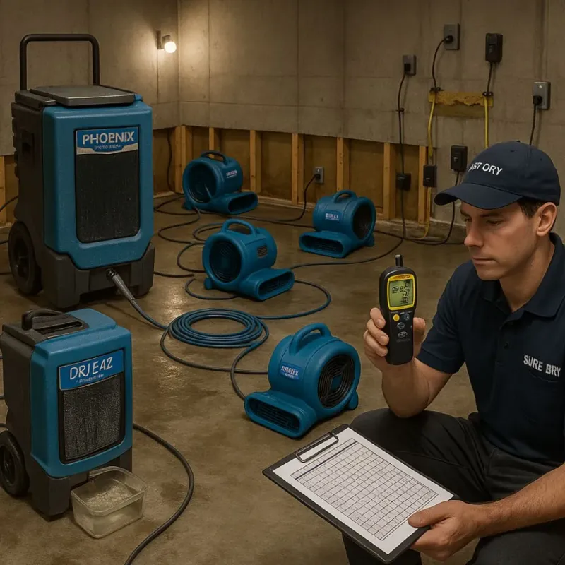 Structural Drying and Dehumidification process in Guthrie Center, IA